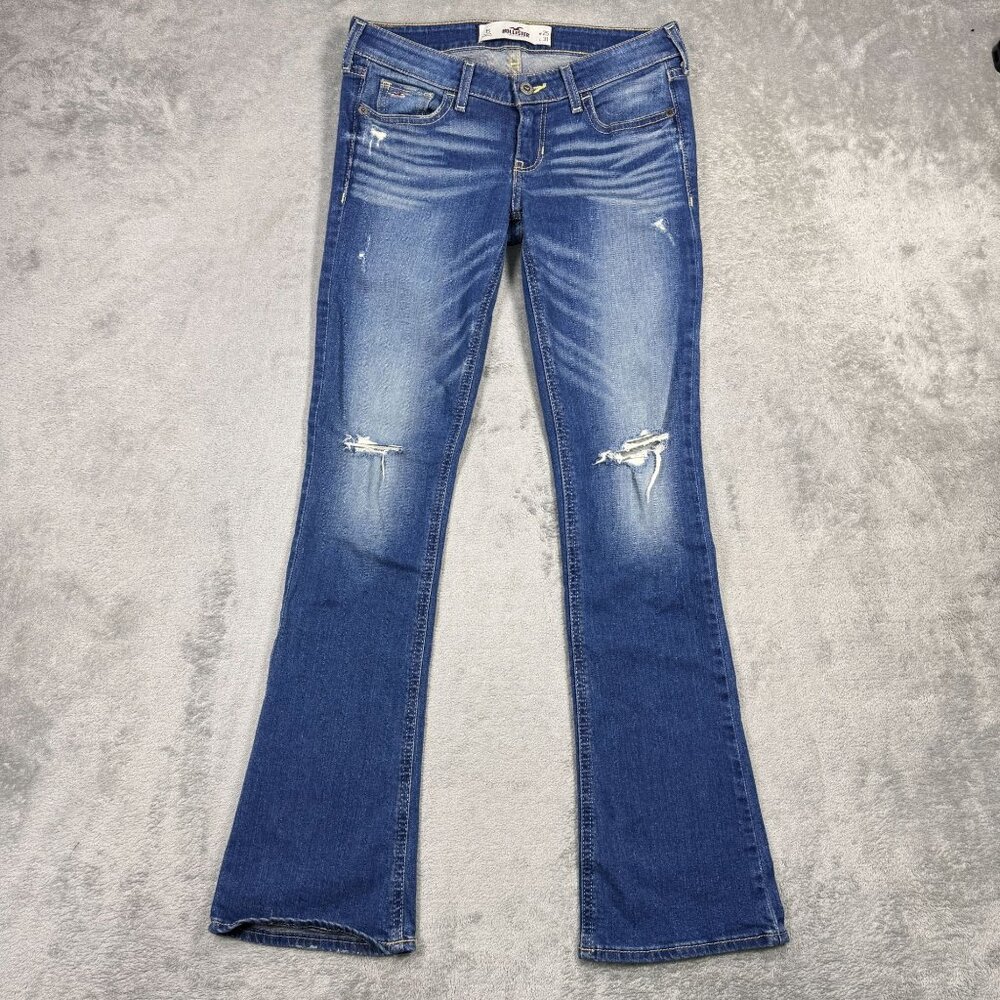 Y2K Hollister Low Rise Boot Jeans Flare Bootcut Denim Grunge Distressed Size 1S